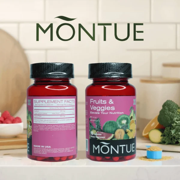 Montue Fruits and Veggies Supplement - 90 Fruit and 90 Veggie Capsules - Supports Energy Levels, Vitamins & Minerals -Made in Th - Image 2