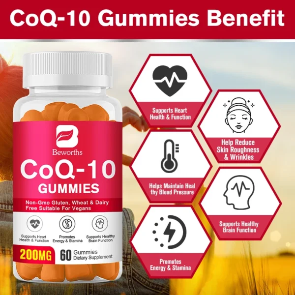 BEWORTHS Coenzyme Q10 Gummies COQ10 Heart Health Supplement for Adult Enhance Heart Function Support Brain and Skin Health - Image 4
