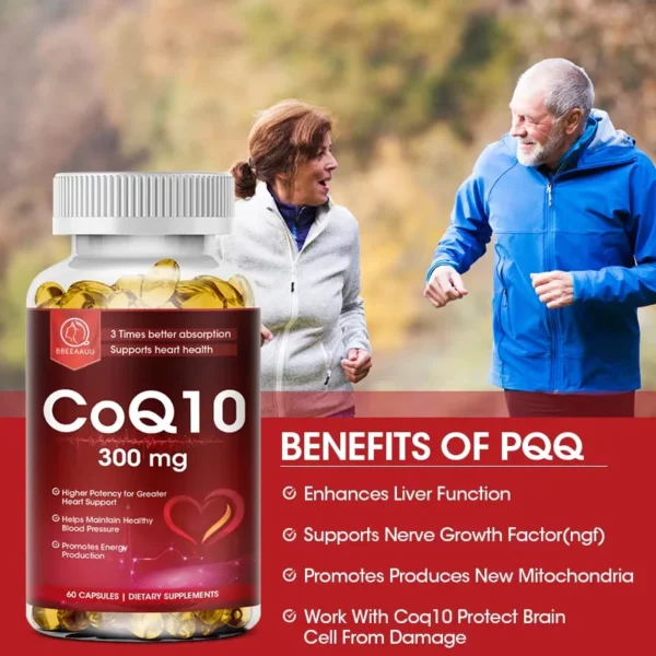 BBEEAAUU Coenzyme Q10 Capsules Heart Health Supplement COQ10 Supports Cardiovascular Health Blood Pressure Health - Image 5