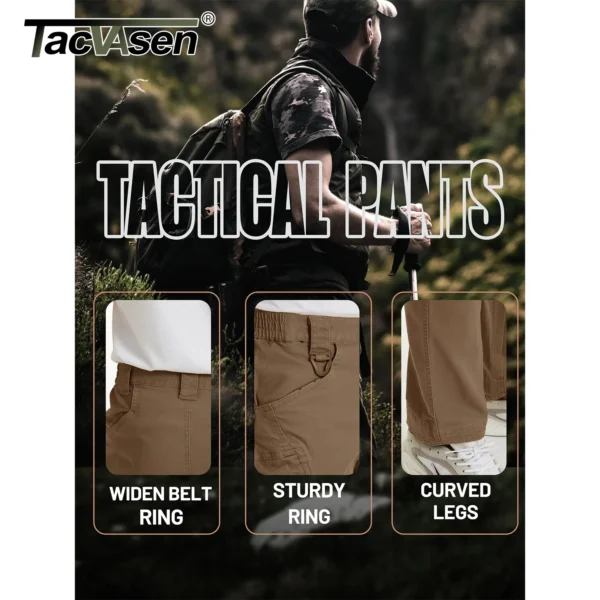 TACVASEN IX9 City Cargo Pants Mens Multi Pockets Work Pants Cotton Stretch Casual Trousers Outdoor Training Hiking Pants Male - Image 5