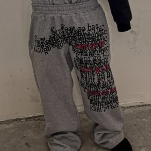 Y2K Fashion Dirty style Fashion Double Waist Pants Harajuku Goth High waisted Jogger Drawstring Sweatpants Loose Cargo Trousers
