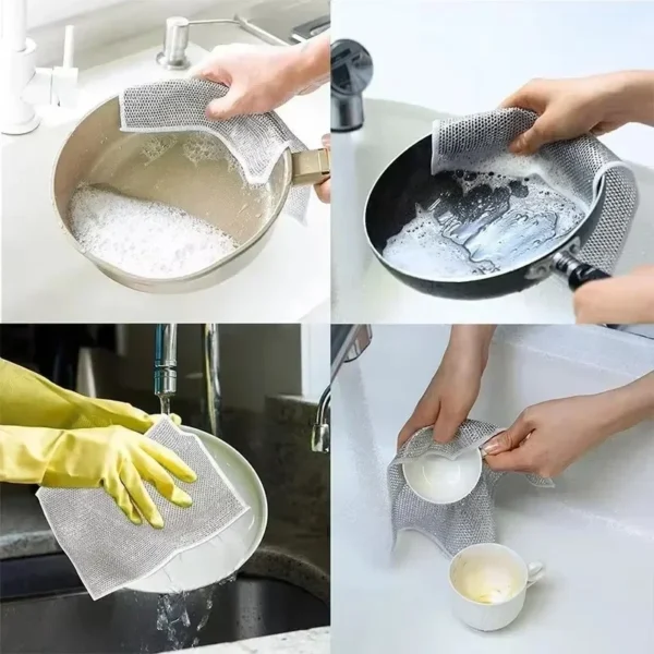 Kitchen Cleaning Metal Cloth Microfiber Multi-Purpose-Non-Stick,Quick-Dry Mesh Scrubbers for Pots&Stoves,Reusable Kitchen Towels - Image 4