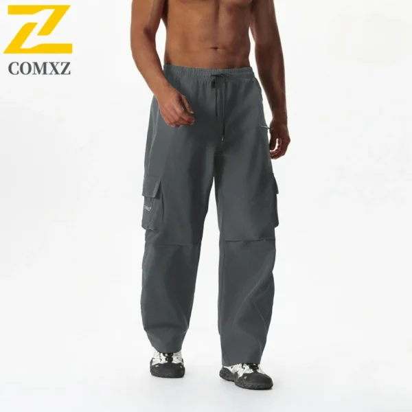 Hip Hop Work Pants Men American Trend Loose Fit Large Pocket Drawstring Trousers Male Autumn Travel Hiking Freight Cargo Pants - Image 4