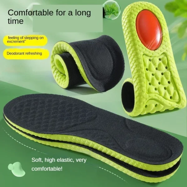 Men Women Feet Care Shoes Pad Sports Shock Absorption Insole Green PU Memory Foam Breathable Arch Support Orthopedic Shoes Pad - Image 5