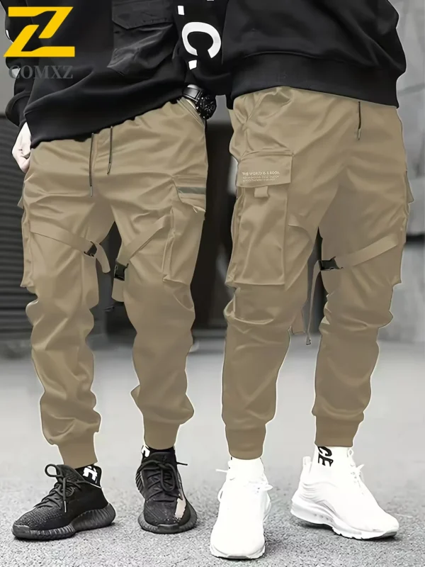 Men's Sweatpants Straight Fit Joggers Trousers Autumn Streetwear Loose Oversized Drawstring Long Pants Men Multi-pocket Overalls - Image 5