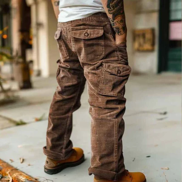 2025 Spring Summer Stylish Straight Cargo Pants Men Casual Texture Corduroy Trousers For Men Daily Leisure Loose Pant Streetwear - Image 2