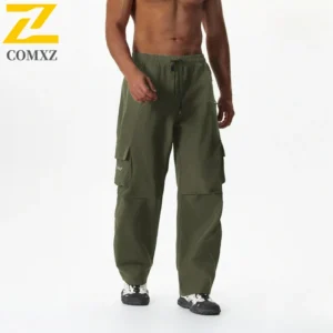 Hip Hop Work Pants Men American Trend Loose Fit Large Pocket Drawstring Trousers Male Autumn Travel Hiking Freight Cargo Pants