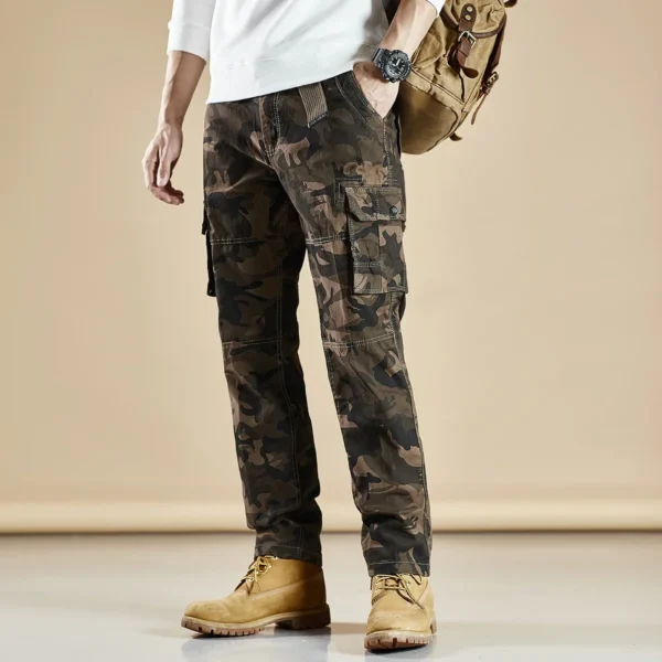 Spring Summer Men's Tactical Camouflage Cargo Pants Overalls Slim Fit Cotton Multi-Pocket Trousers Sports Casual Work Pants - Image 4