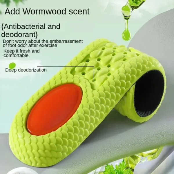 Men Women Feet Care Shoes Pad Sports Shock Absorption Insole Green PU Memory Foam Breathable Arch Support Orthopedic Shoes Pad - Image 2