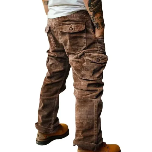 2025 Spring Summer Stylish Straight Cargo Pants Men Casual Texture Corduroy Trousers For Men Daily Leisure Loose Pant Streetwear - Image 4