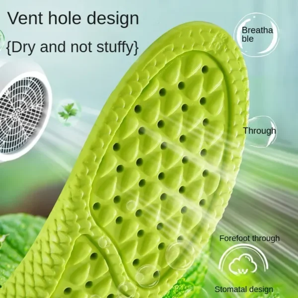 Men Women Feet Care Shoes Pad Sports Shock Absorption Insole Green PU Memory Foam Breathable Arch Support Orthopedic Shoes Pad - Image 3