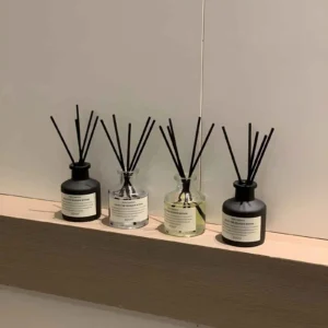 50ML Flameless Home Fragrance Room Freesia Jasmine Fragrance Oil with Rattan Diffuser Stick Home Room Air Freshener Deco