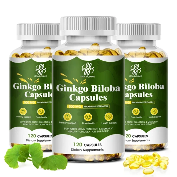 Max Strength Natural Ginkgo Biloba Supplements For Brain Health Support, Improve Mood And Focus, Energy, Adult, Vegen, Non-GMO