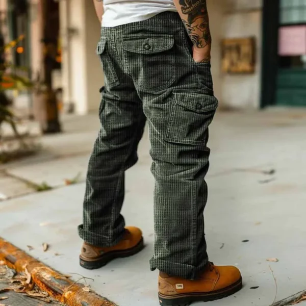2025 Spring Summer Stylish Straight Cargo Pants Men Casual Texture Corduroy Trousers For Men Daily Leisure Loose Pant Streetwear - Image 3