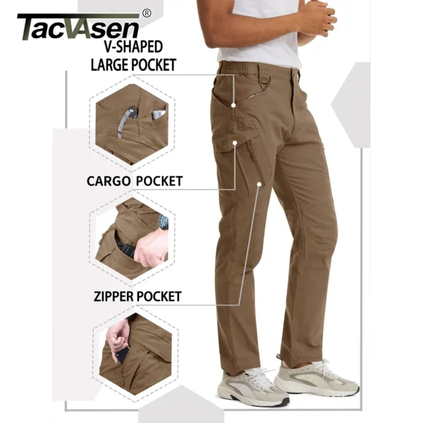 TACVASEN IX9 City Cargo Pants Mens Multi Pockets Work Pants Cotton Stretch Casual Trousers Outdoor Training Hiking Pants Male - Image 3