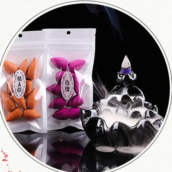 Y 10/50/70Pcs Backflow Incense Cones Lavender Jasmine Smell Living Room Scent for Home Sandwood Lemon Gift Magnolia Cone Incense - Image 5