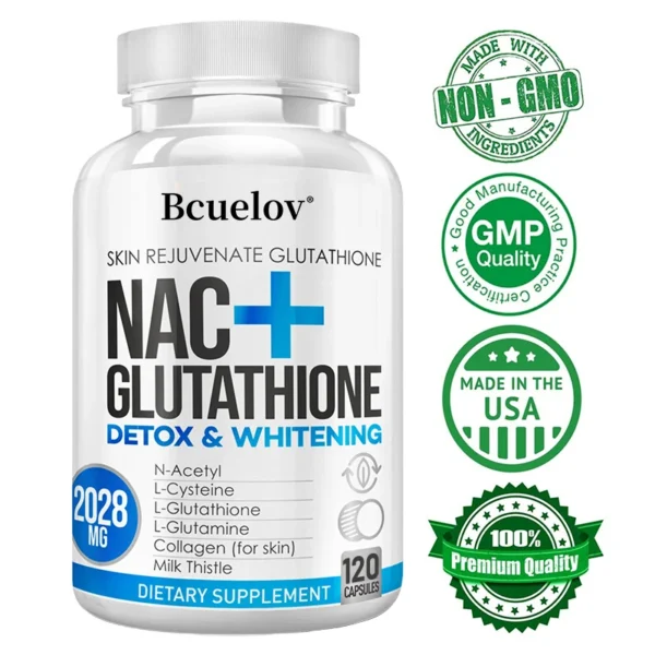 NAC glutathione supplement, milk thistle extract, and vitamin C to support immune function and respiratory health