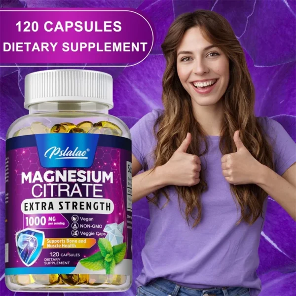 Magnesium Citrate Capsules - Muscle, Nerve & Energy Support, Promotes Absorption, Improved Heart Health, Promote Muscle Growth - Image 6