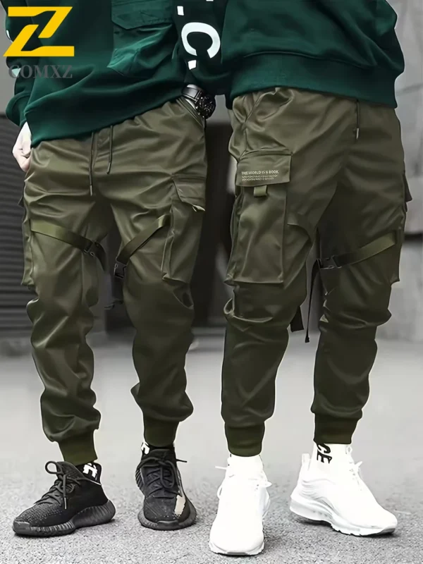 Men's Sweatpants Straight Fit Joggers Trousers Autumn Streetwear Loose Oversized Drawstring Long Pants Men Multi-pocket Overalls - Image 3