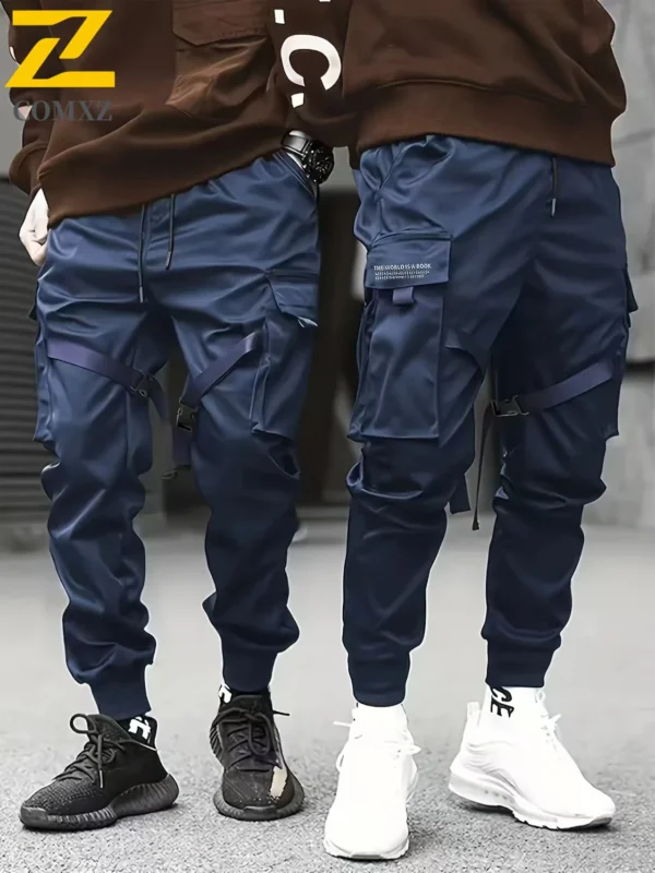 Men's Sweatpants Straight Fit Joggers Trousers Autumn Streetwear Loose Oversized Drawstring Long Pants Men Multi-pocket Overalls