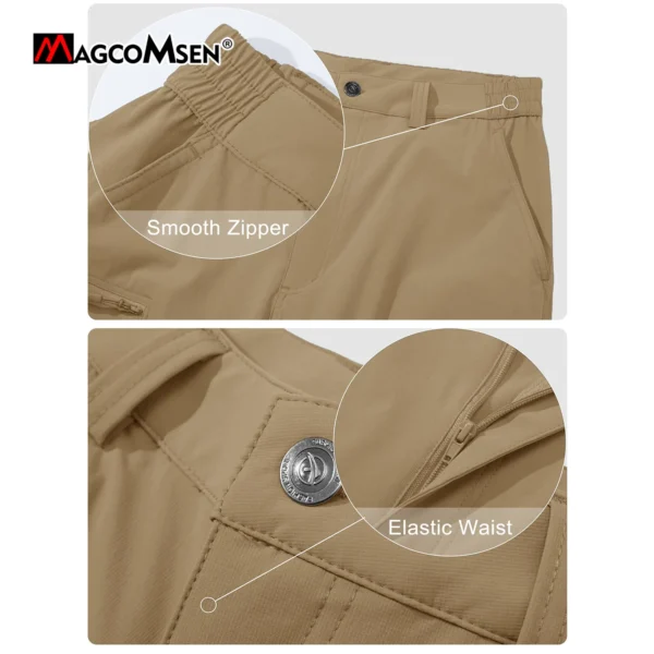 MAGCOMSEN Men's Waterproof Hiking Pants with Multi-pockets Lightweight Quick Dry Casual Straight Working Pants - Image 5