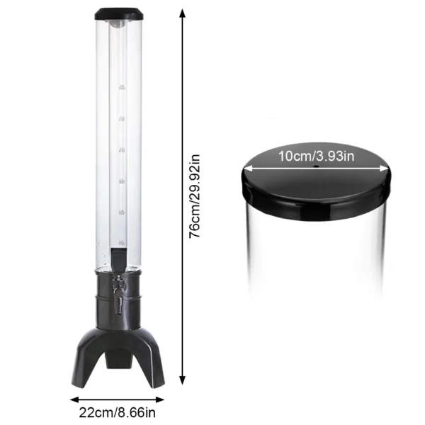 3L Beer Dispenser Beer Tower with Spigot & Ice Tube Tabletop Liquor Dispenser Transparent Drink Dispenser for Beer Wine Drinks - Image 3
