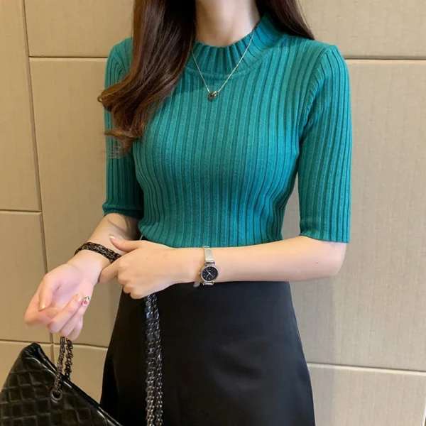 Blusas Mujer Blouses Top FemmeTops Women Blusas Mujer De Moda 2024 Verano Short Sleeve Knit Blouse Women Knitted Pullovers E525 - Image 3