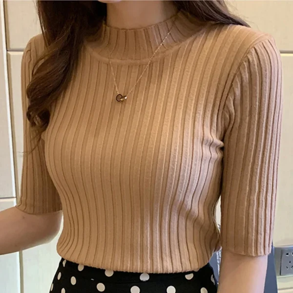 Blusas Mujer Blouses Top FemmeTops Women Blusas Mujer De Moda 2024 Verano Short Sleeve Knit Blouse Women Knitted Pullovers E525 - Image 2