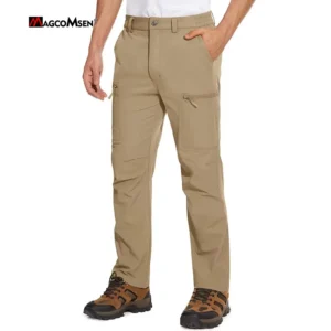 MAGCOMSEN Men's Waterproof Hiking Pants with Multi-pockets Lightweight Quick Dry Casual Straight Working Pants