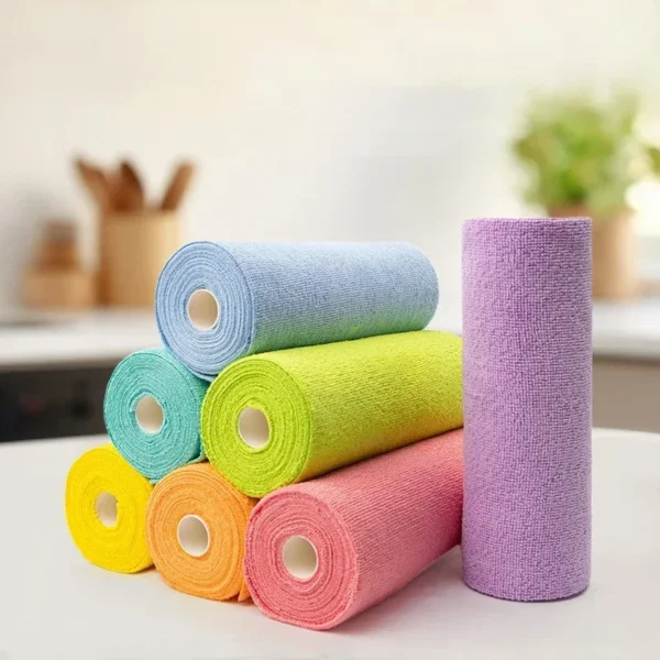 50/20pcs Reusable Cleaning Wipe Household Kitchen Cloth Microfiber Towel Rolls Dish Rags Wash Paper Towel Replacement - Image 2