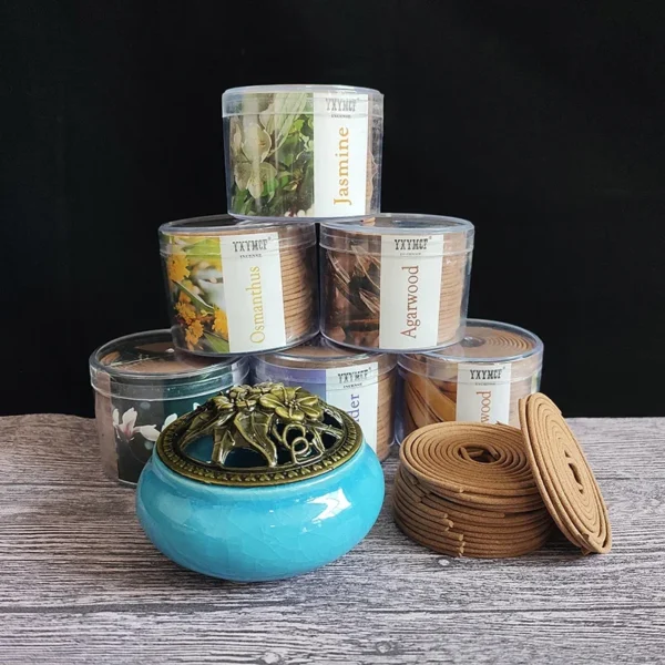YXYMCF Natural Sandalwood Coil Incense 48 Plates/box Lavender Jasmine Rose Aromatherapy Fragrance Indoors Burner Indian Buddhist - Image 5