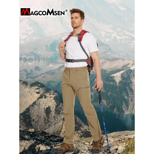 MAGCOMSEN Men's Waterproof Hiking Pants with Multi-pockets Lightweight Quick Dry Casual Straight Working Pants - Image 3