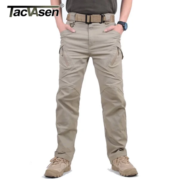 TACVASEN IX9 City Cargo Pants Mens Multi Pockets Work Pants Cotton Stretch Casual Trousers Outdoor Training Hiking Pants Male - Image 2