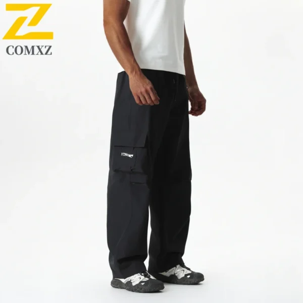 Hip Hop Work Pants Men American Trend Loose Fit Large Pocket Drawstring Trousers Male Autumn Travel Hiking Freight Cargo Pants - Image 2