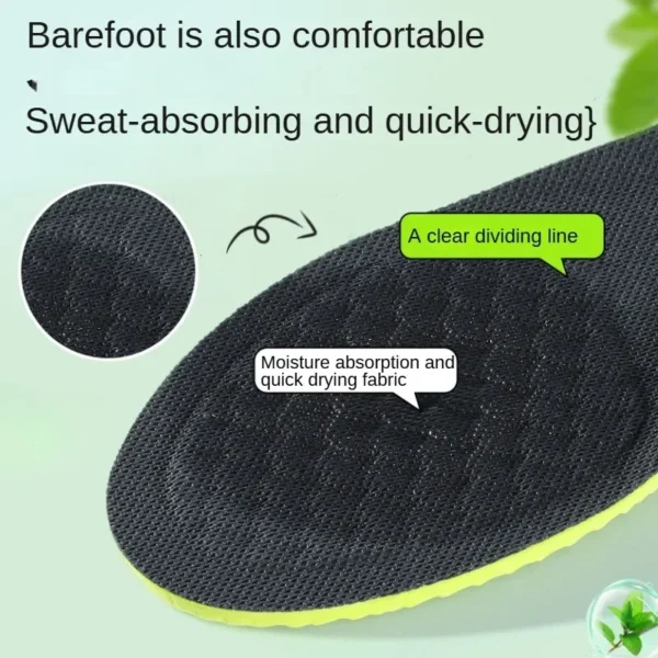 Men Women Feet Care Shoes Pad Sports Shock Absorption Insole Green PU Memory Foam Breathable Arch Support Orthopedic Shoes Pad - Image 4