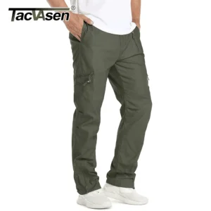 TACVASEN Safari Ripstops Multi-Pockets Work Pants Mens Outdoor Cargo Pants Spring Autumn Casual Cotton Hiking Combat Trousers