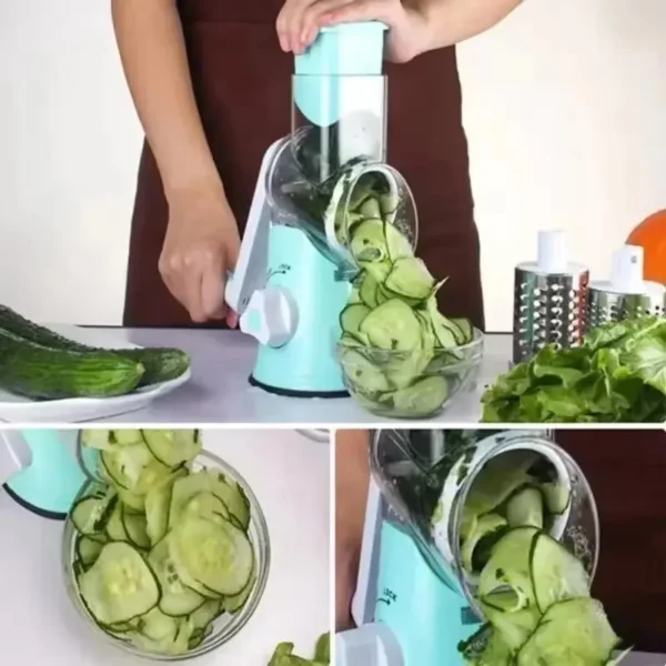 Vegetable Cutter & Slicer Manual Kitchen Cheese Chopper Machine with 3 Sharp Drums Multifunctional Garlic Potato Shredder 2025 - Image 5