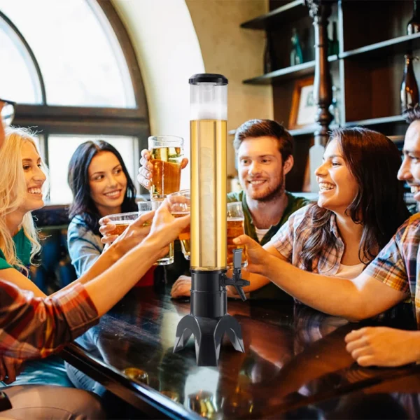 3L Beer Dispenser Beer Tower with Spigot & Ice Tube Tabletop Liquor Dispenser Transparent Drink Dispenser for Beer Wine Drinks - Image 2