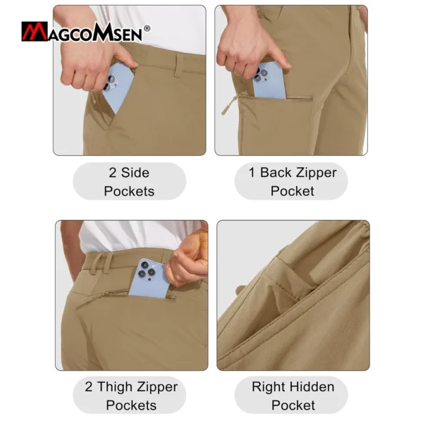 MAGCOMSEN Men's Waterproof Hiking Pants with Multi-pockets Lightweight Quick Dry Casual Straight Working Pants - Image 4