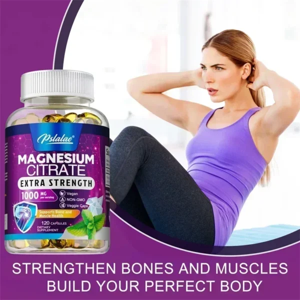 Magnesium Citrate Capsules - Muscle, Nerve & Energy Support, Promotes Absorption, Improved Heart Health, Promote Muscle Growth - Image 3