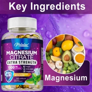 Magnesium Citrate Capsules - Muscle, Nerve & Energy Support, Promotes Absorption, Improved Heart Health, Promote Muscle Growth