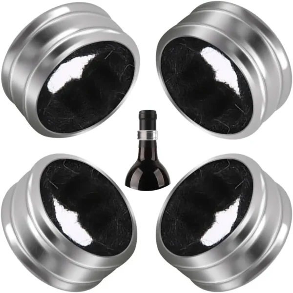 Stainless Steel Wine Bottle Collars Classy Wine Collar Drip Rings Simple and Durable Wine Drop Stoppers with Velvet Felt Inside