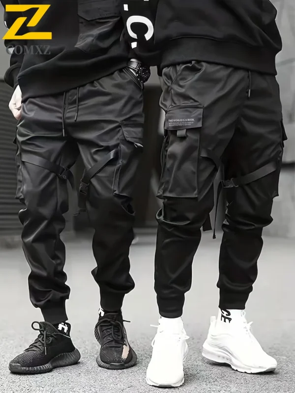 Men's Sweatpants Straight Fit Joggers Trousers Autumn Streetwear Loose Oversized Drawstring Long Pants Men Multi-pocket Overalls - Image 2