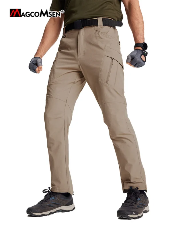 MAGCOMSEN Men's Cargo Pants Cotton Multi-pockets Stretch Lightweight Outdoor Work Pants for Hiking Fishing Camping