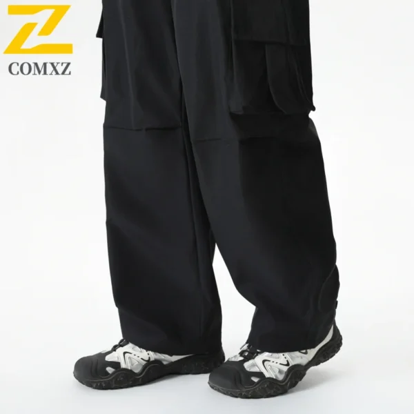 Hip Hop Work Pants Men American Trend Loose Fit Large Pocket Drawstring Trousers Male Autumn Travel Hiking Freight Cargo Pants - Image 3