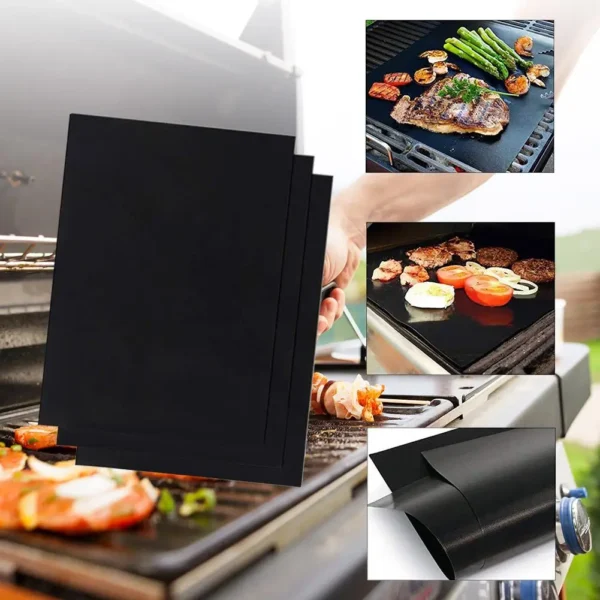 VKTECH Non-Stick Barbecue Grill Mat - Heat Resistant & Reusable Cooking Tool - Image 2