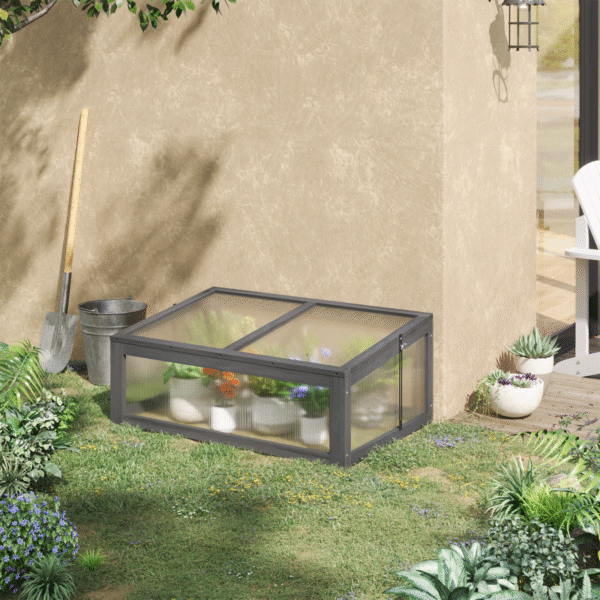 Square Wooden Greenhouse with Openable & Tilted Top Cover, PC Board - Image 2