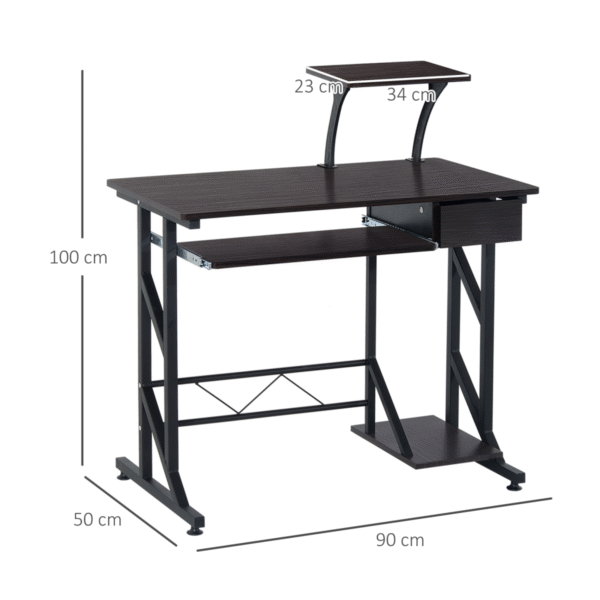 Computer Desk Quality Office Home PC Shelf Tray Wood Station Dark Brown HOMCOM - Image 3
