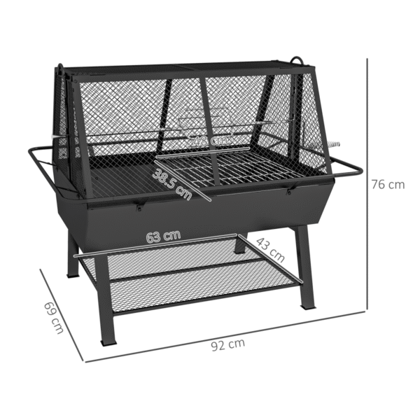 Outsunny 3-in-1 BBQ Rotisserie Grill Roaster Fire Pit for Outdoor Picnic Camping - Image 3