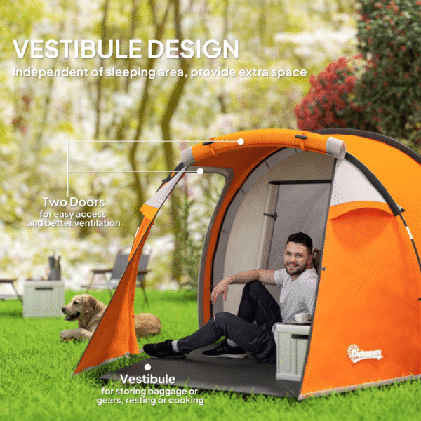Outsunny 3 Man 2-Room Tent Camping Tent With Living Area Air Vents - Image 5